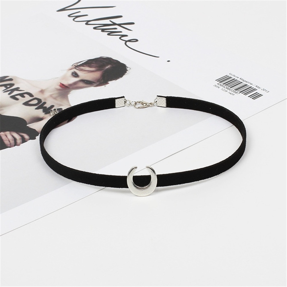 Black & Silver Crescent Moon Choker